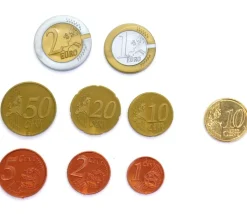 Caissette avec 290 pièces et billets euros factices de jeux