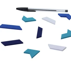 Casse-tête hexagone bleu en bois avec sous-verre