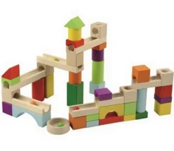 Circuit de billes en bois 58 pièces