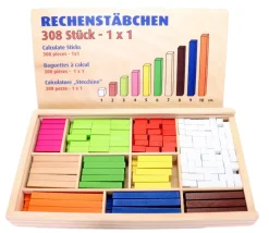 Coffret 308 cubes et batonnets bois calcul et jeux - complément 10 - cuisenaire