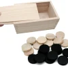 Coffret 40 Pions bois pour jeu de dames 2.1 cm noir et naturel