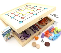 Coffret bois 100 jeux de société junior classiques