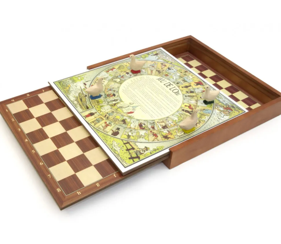 Coffret bois 5 jeux vintage traditionnels