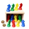 Coffret bois 16 pions petits chevaux + 2 dés