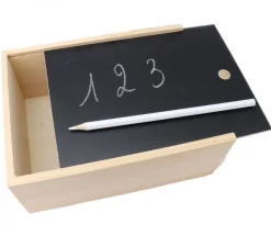 Coffret bois 20 x 15 x 8.5 cm couvercle ardoise M2