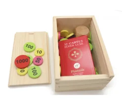 Coffret bois avec glissière pour accessoires jeux 14 x 9 x 6.2 cm