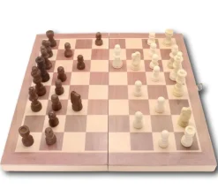 Coffret échecs / Dames anglaises / Backgammon 30 cm en bois - 3 jeux en 1