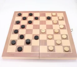 Coffret échecs / Dames anglaises / Backgammon 30 cm en bois - 3 jeux en 1