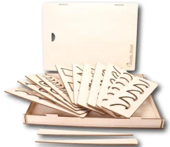 Coffret de traçage 12 pochoirs en bois Montessori