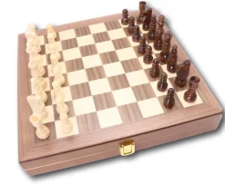 Coffret Echecs-dames-backgammon en bois 29 cm marqueté