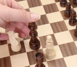 Coffret Echecs-dames-backgammon en bois 29 cm marqueté