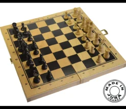 Coffret Jeu d'échecs en bois complet plateau pliable + 32 pièces - Fabriqué en France