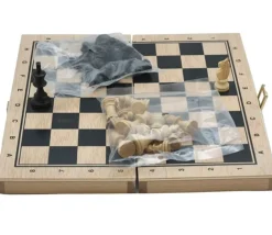 Coffret Jeu d'échecs en bois complet plateau pliable + 32 pièces - Fabriqué en France
