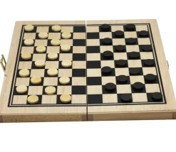 Coffret Jeu de dames bois plateau 30 cm pliable + 40 pions - fabrication France