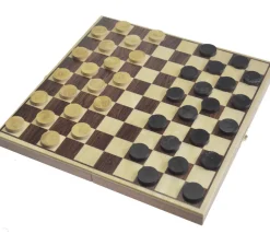 Coffret Jeu de dames bois plateau 30 cm pliable + 40 pions - fabrication France