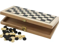 Coffret Jeu de dames bois plateau 30 cm pliable + 40 pions - fabrication France