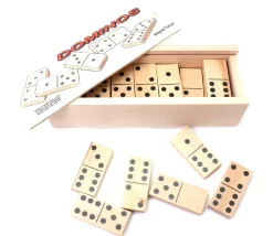 Coffret jeu dominos bois standard 6 x 2.8 cm - fabriqué en France