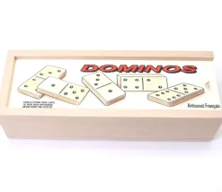 Coffret jeu dominos bois standard 6 x 2.8 cm - fabriqué en France