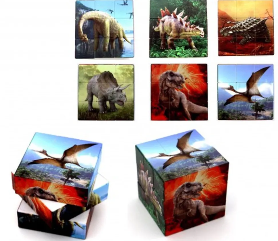 Cube 5.7 cm dinosaure jeu de patience 6 faces