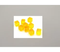 Cube 12 mm jaune plastique translucide coloré