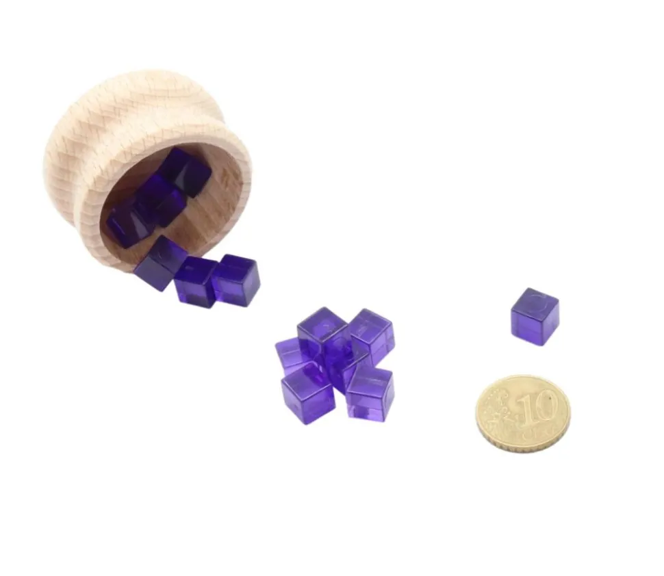 Cube 8 mm plastique translucide coloré