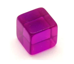 Cube 12 mm violet plastique translucide coloré