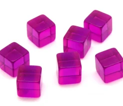 Cube 12 mm violet plastique translucide coloré