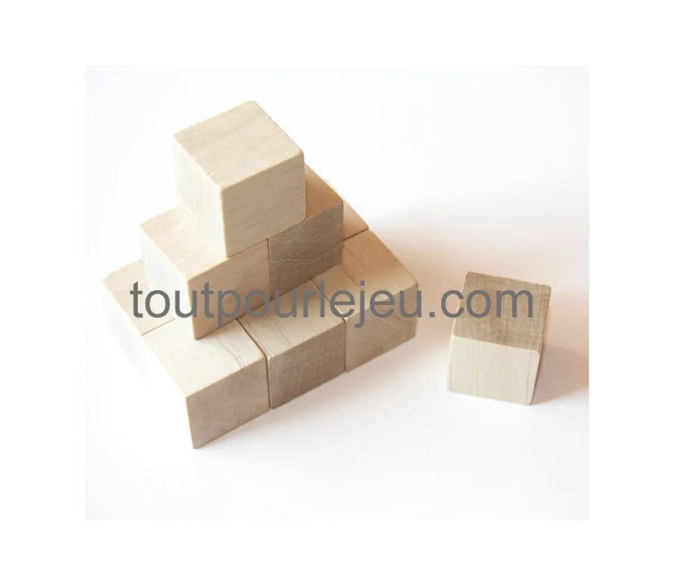 Cube bois naturel 2.5 cm. 25 x 25 x 25 mm à l'unité
