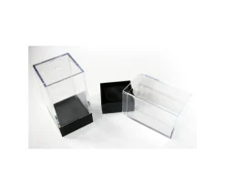 Cube M rangement figurine - Mini boite transparente base noire 7.2 cm