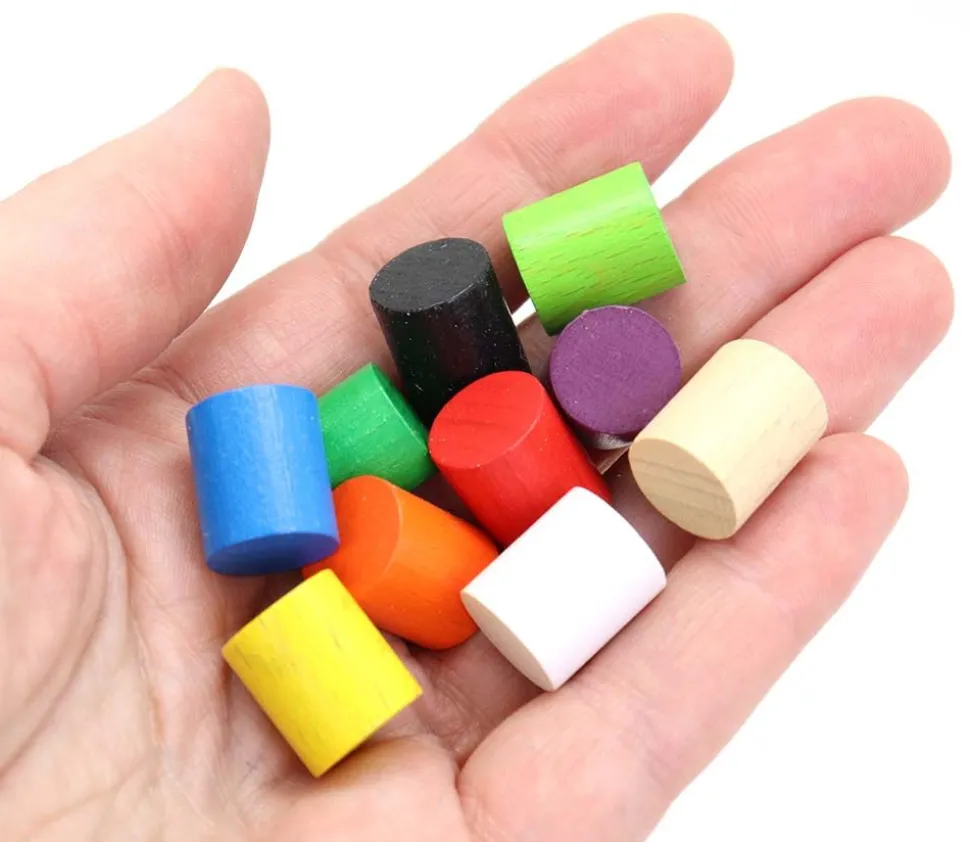 Cylindre bois coloré 15 x 13 mm à l'unité