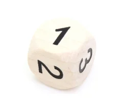 Dé 1 2 2 3 3 4 en bois de 16 mm en chiffres