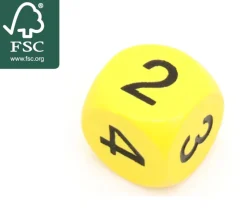 Dé 2 2 3 3 4 4 en bois de 16 mm jaune