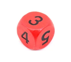 Dé 3 3 4 4 5 5 en bois de 16 mm rouge