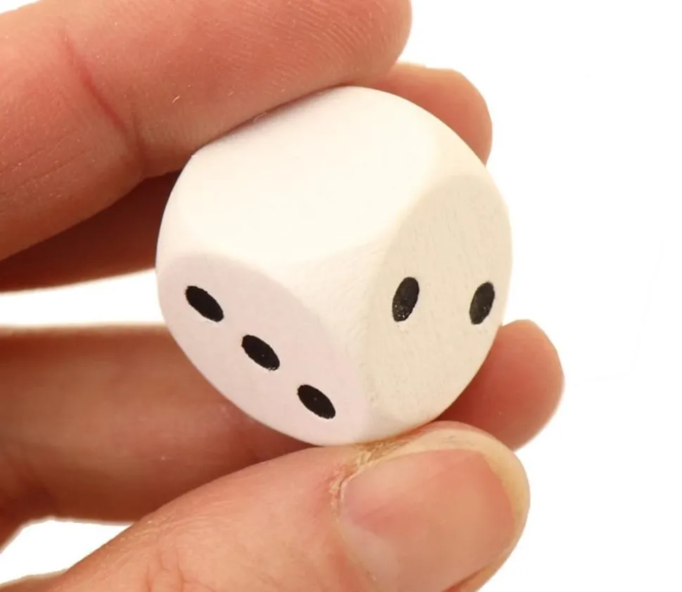 Dé 12345 et 1 face neutre en bois 20 mm blanc