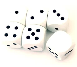 Dé 12345 et 1 face neutre en bois 16 mm blanc