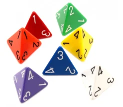 Dé 4 faces 1 à 4 opaques d4 pour jeux à l'unité