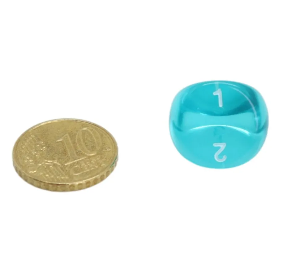 Dé 3 faces 1 à 3 translucide (couleur mise au hasard)