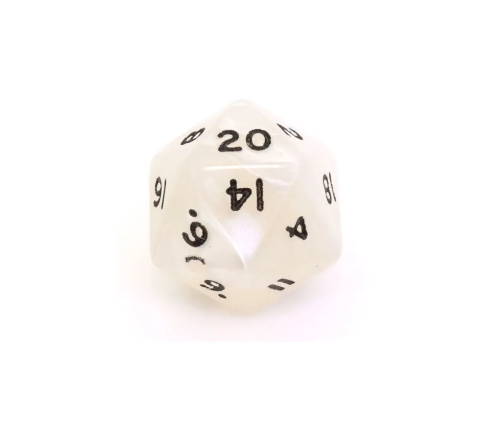 Dé 20 faces beige nacré de 2 à 20