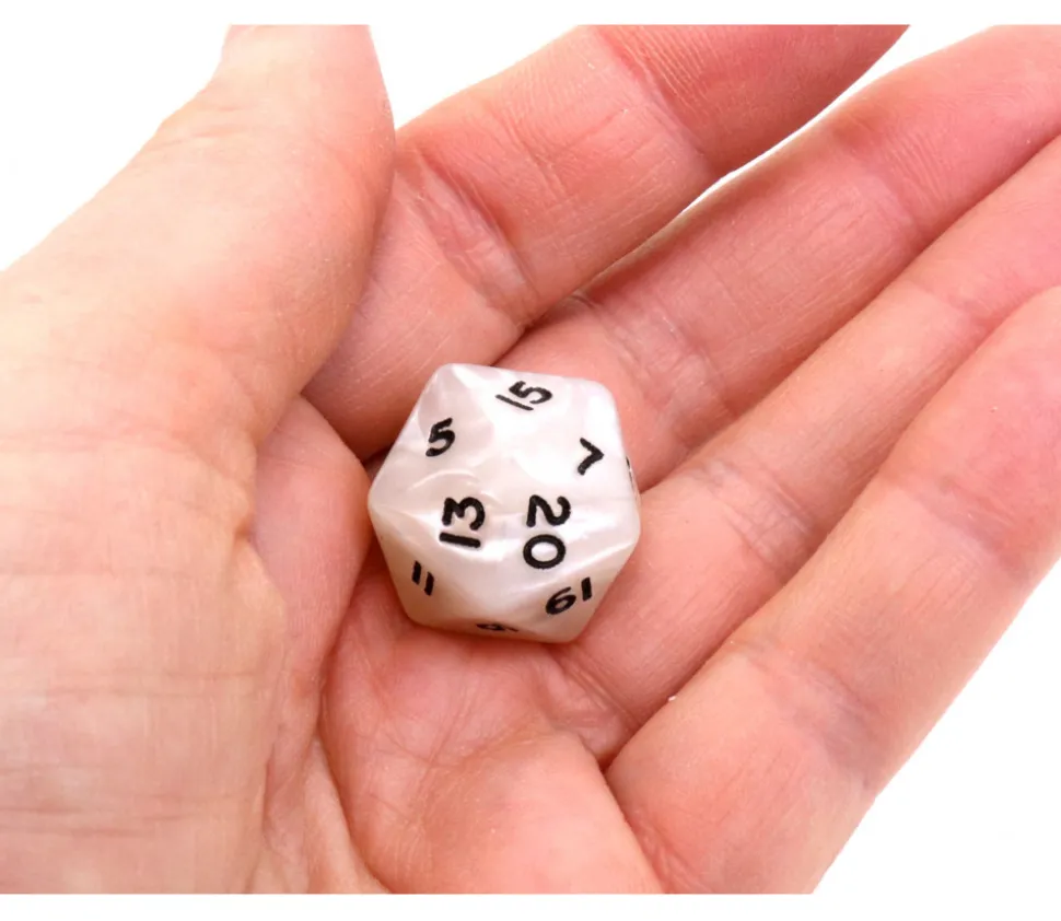 Dé 20 faces beige nacré de 2 à 20