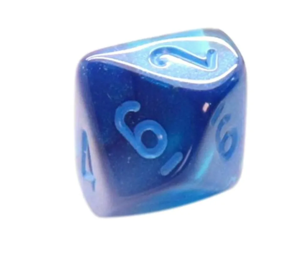 Dé 10 faces bleu Luminary chiffres bleus
