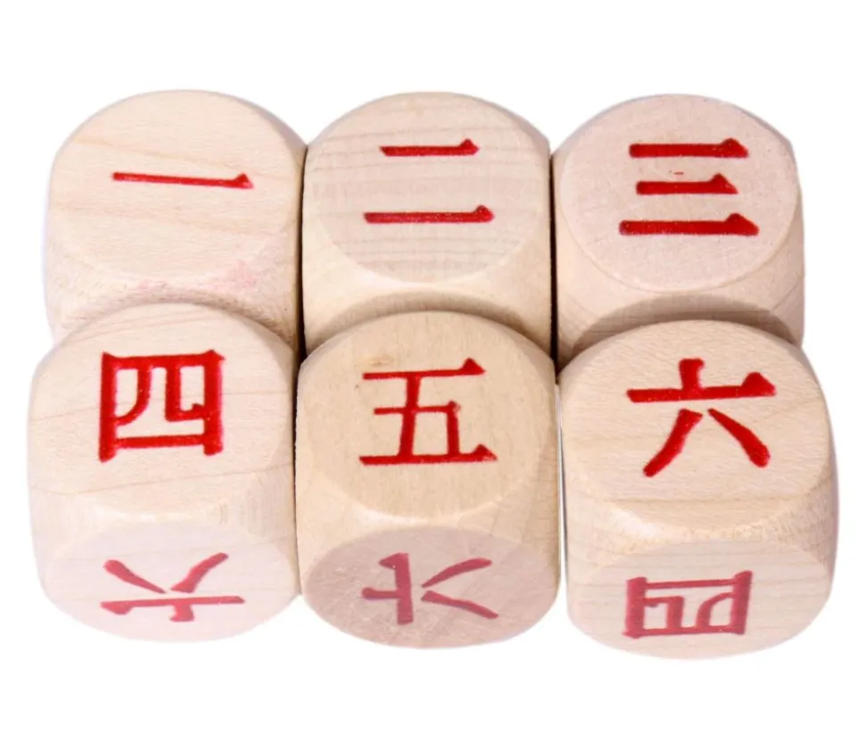 Dé 6 faces chinois 1 à 6 pour jeu et apprentissage