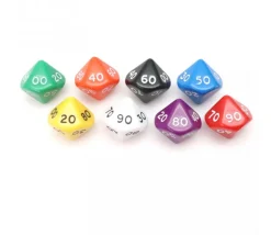 Dé 10 faces dizaine en opaque de 00 à 90 à l'unité (couleur mise au hasard)