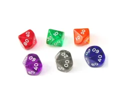 Dé 10 faces dizaine translucide de 00 à 90 à l'unité (couleur mise au hasard)