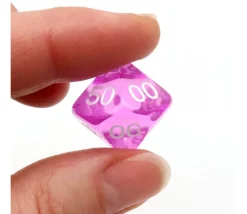 Dé 10 faces dizaine translucide de 00 à 90 à l'unité (couleur mise au hasard)