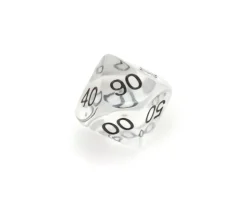 Dé 10 faces dizaine translucide de 00 à 90 à l'unité (couleur mise au hasard)