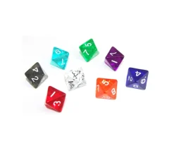 Dé 8 faces en translucide coloré à l'unité (couleur au hasard)