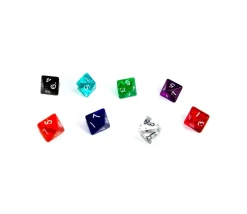 Dé 8 faces en translucide coloré à l'unité (couleur au hasard)