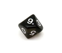 Dé 10 faces en translucide de 0 à 9 à l'unité (couleur mise au hasard)