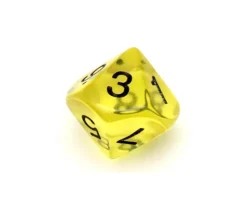 Dé 10 faces en translucide de 0 à 9 à l'unité (couleur mise au hasard)