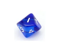 Dé 10 faces en translucide de 0 à 9 à l'unité (couleur mise au hasard)